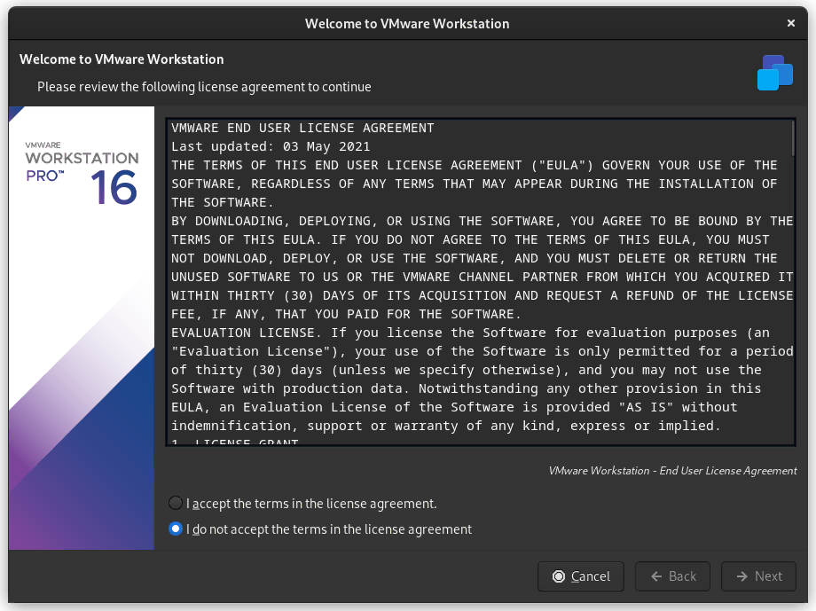 Установка VMware Workstation в Fedora