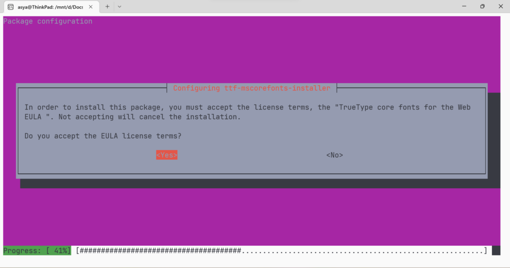 Установка XeLaTeX в Ubuntu под WSL